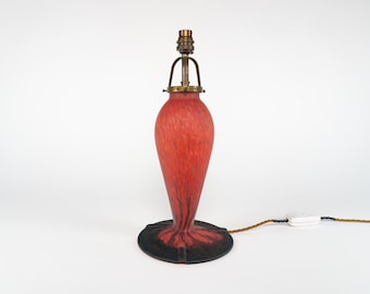 Vintage 1970s Art De France Pate-De-Verre Glass Table Lamp, 38cm x 19cm Size, with Modern Wiring