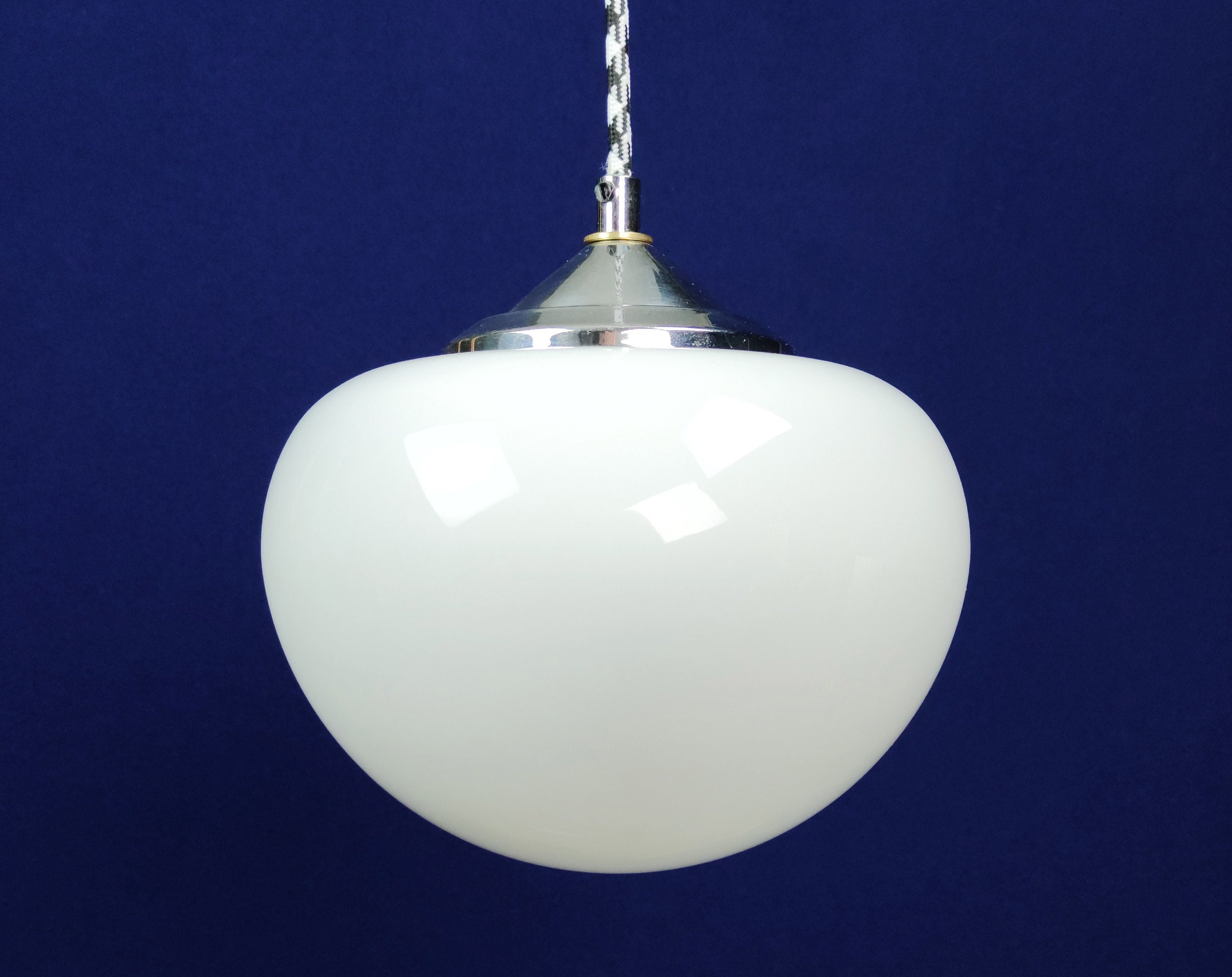 Vintage Glass Globe Pendant Lamp Art Deco Orb Ceiling Lamp 30s 40s Europe