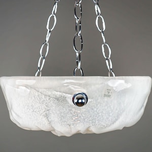 Vintage 1980s Effetre Murano Eis-Texturierter Opalisierender Glas Plafonier-Lampenschirm, 9 cm x 25 cm Größe, Originaletikett