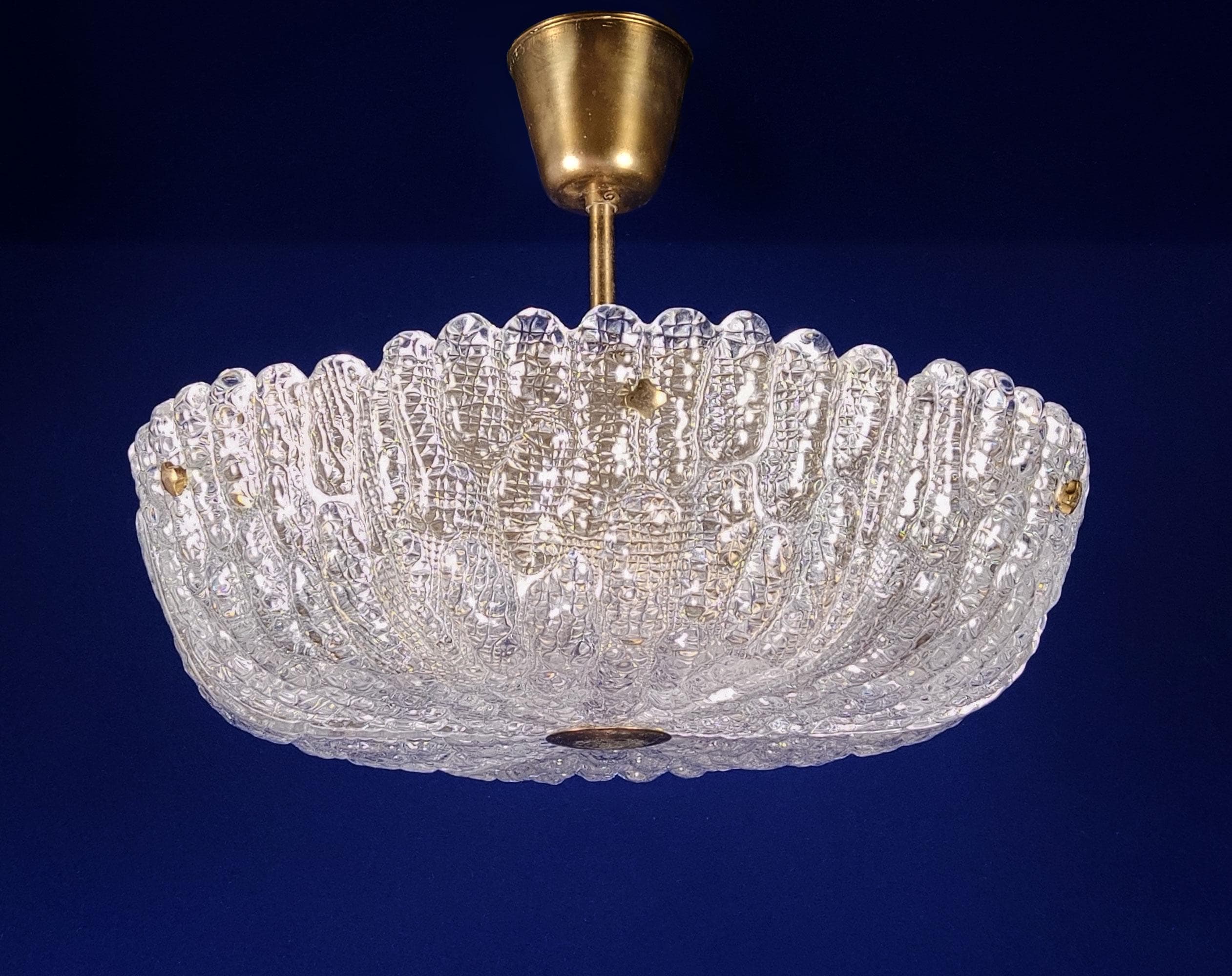 Large Vintage 1960s Orrefors Carl Fagerlund Brass & Crystal