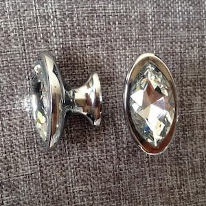 Glass Crystal Drawer Knobs Dresser Knobs Pulls Handles / Kitchen Cabinet Knobs / Modern Furniture Handle Pull Hardware Silver Clear Sparkle