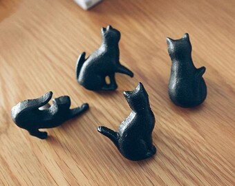 Boutons de chat Poignées Boutons de tiroir Boutons de commode Pull Tiroir rustique Pull Antique Black Cast Iron Kitchen Cabinet Door Knobs Drawer Pulls Handles