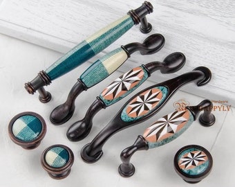 3.78" 5" Cabinet Pulls Handles Dresser Knobs Pull Handles Drawer Pull Handles Kitchen Door Knobs Black Red Copper Porcelain Colorful Ceramic