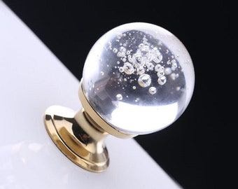 Clear Bubble Glass Knobs Gold Silver Crystal Knobs Drawer Knobs Handles Dresser Pulls Handles Kitchen Cabinet Knobs Pulls Handle Hardware