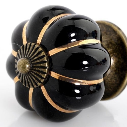 Black Ceramic Dresser Knobs Pulls Pumpkins Drawer Knobs Pulls Etsy
