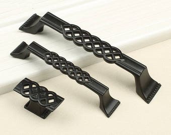 Black Cabinet Pulls Knobs Kitchen Cabinet Door Knob Handles Pierced Design Dresser Drawer Pull Handles Knobs Furniture Pulls HandlesHardware