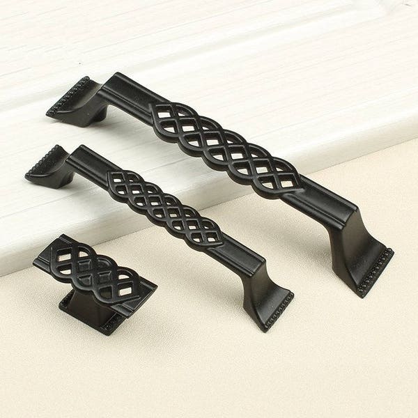 Black Cabinet Pulls Knobs Kitchen Cabinet Door Knob Handles Pierced Design Dresser Drawer Pull Handles Knobs Furniture Pulls HandlesHardware