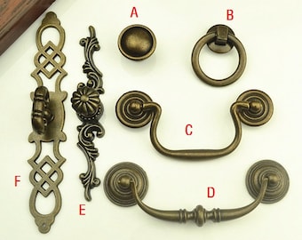 3.5" 4.25" Drop Bail Pulls Knobs Rings Knobs Handles Dresser Pulls Drawer Pulls Handles Antique Bronze Rustic Vintage Cabinet Knobs Pulls