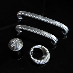 Dresser Pulls Handles Glass Crystal Drawer Ring Pull Handles Rhinestone Furniture Knobs Handle Decorate Bling Hardware Cabinet Door Handle