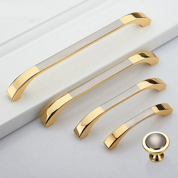 Große Kommode Knöpfe Pulls Griffe Schubladengriffe Griffe Knöpfe Double Color Gold Silber Küche Schrankknöpfe Pulls Moderne Möbelgriffe