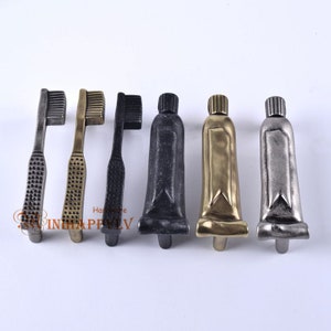 3 "Schubladengriffe Griffe Badezimmer Küche Schrank Türgriffe Zieh Zahnbürste Zahnpasta Antike Schwarz Silber Bronze Einzigartige Zieht Knöpfe 76mm