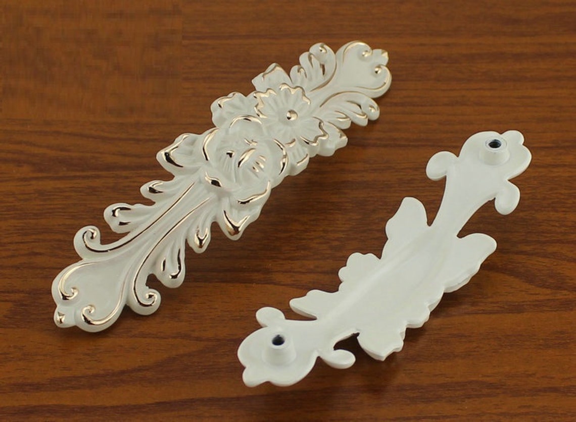 Ivory White Dresser Pulls Handles Shabby Chic Drawer Pull Etsy