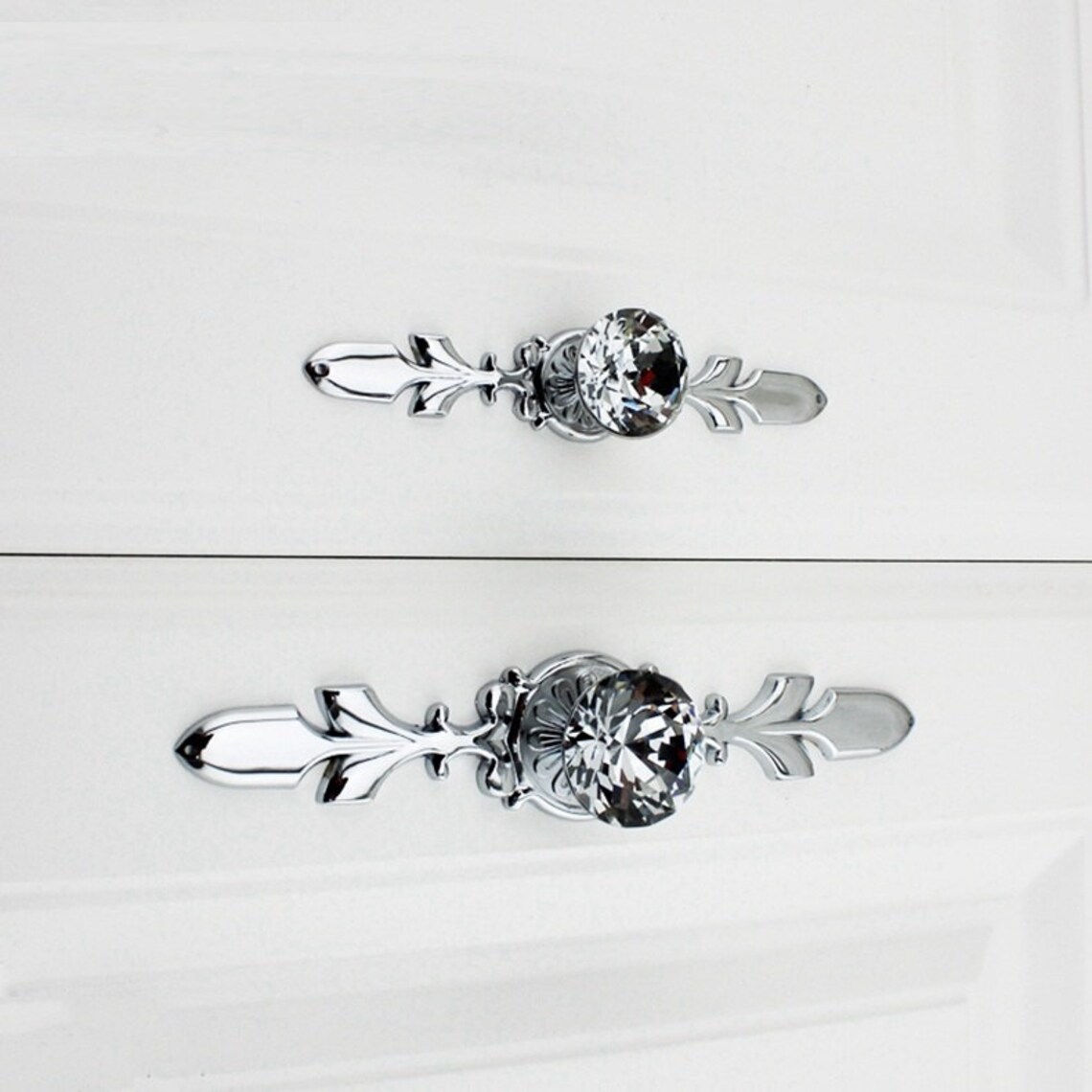 Crystal Drawer Knobs Pulls Handle Silver Chrome Clear Glass Etsy