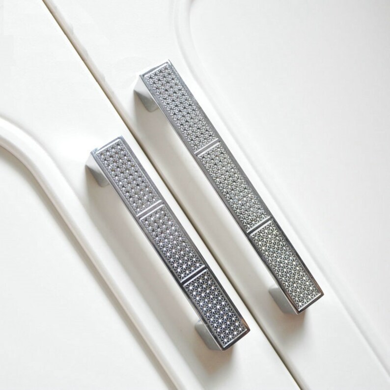 Silver Glass Dresser Pulls Handles Drawer Pull Handles / Etsy