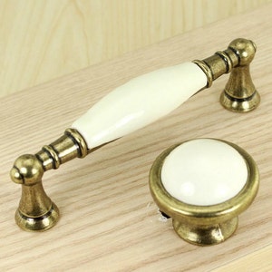 Dresser Drawer Knobs Pulls Ceramic Cabinet Door Handles Knobs Milk White Kitchen Cupboard Handle Pull Knob Hardware Bathroom Porcelain 96mm