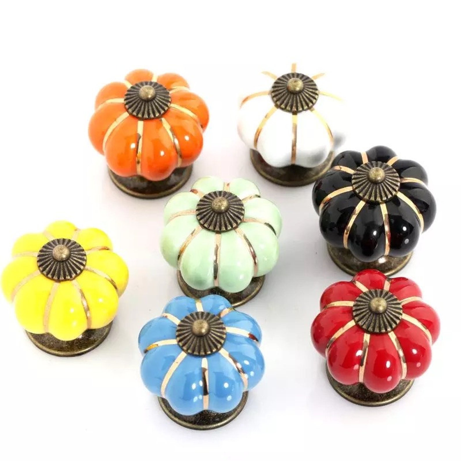 Black Ceramic Dresser Knobs Pulls Pumpkins Drawer Knobs Pulls Etsy