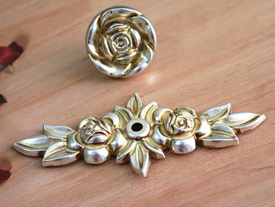 Rose Knobs Flower Dresser Knobs Pulls Drawer Pulls Handles Etsy