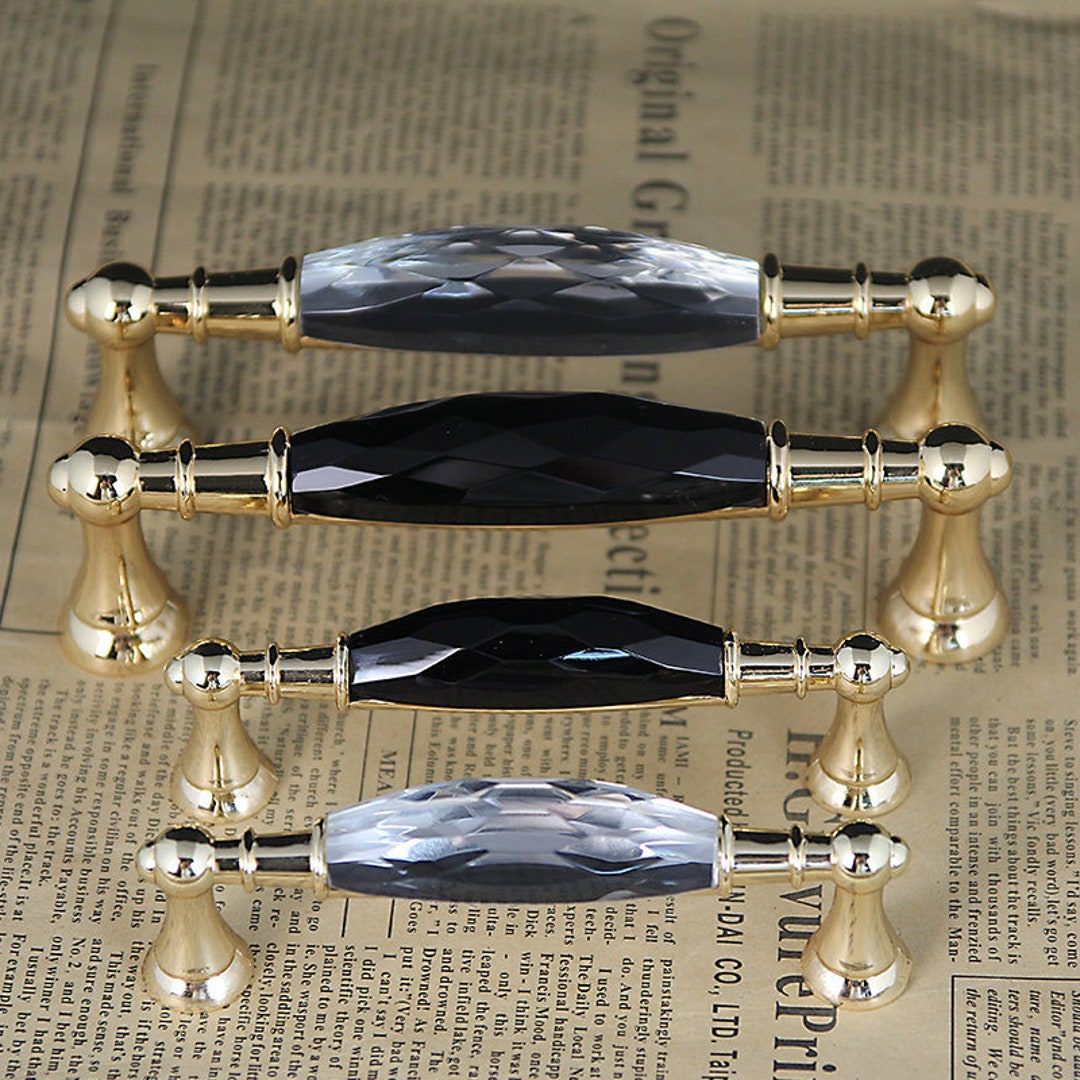 3.78 5 Gold Crystal Drawer Pulls Handles Glass Clear Dresser Handles