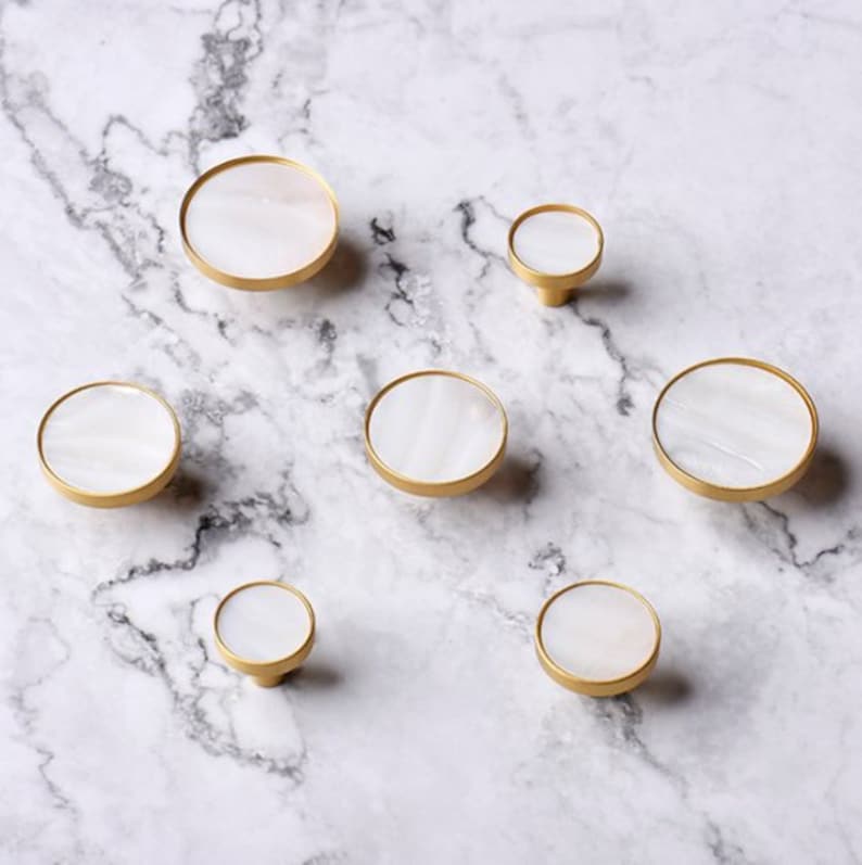 Brass Natural Shell Knobs Handles Door Knobs Handles Etsy