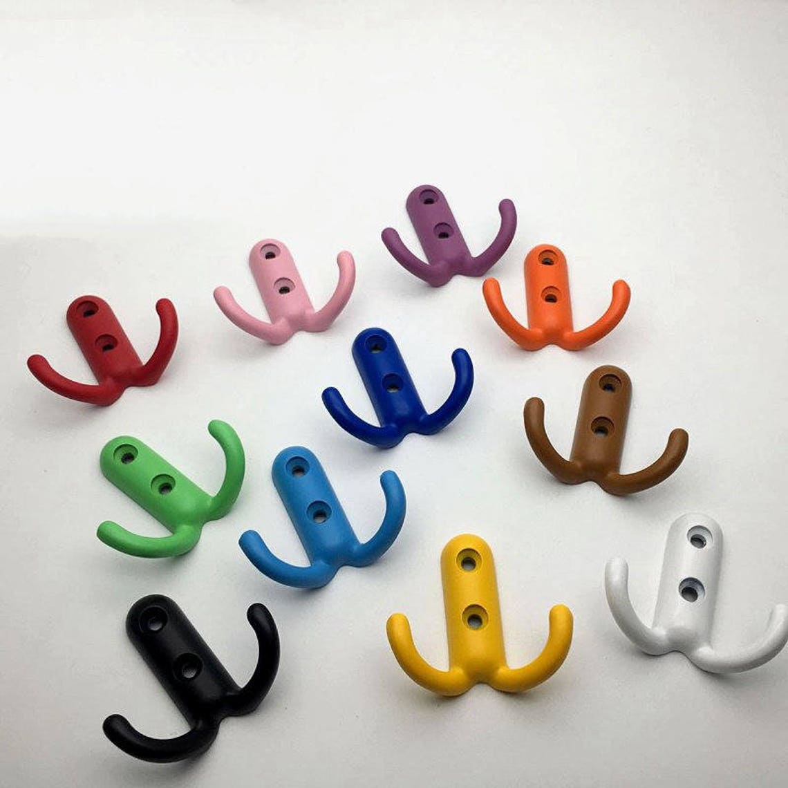 Teenyyou 6 Pack Cute Kids Coat Wall Hooks Wooden Decorative Adhesive Macaron Pastel Colorful Mounted Heavy Duty Keys Hat Shower Curtain Playroom Bath