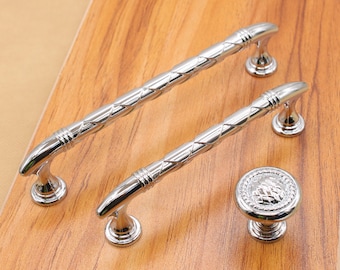 Armoires de cuisine porte poignée bouton Pull commode moderne argent lumineux tire poignées boutons armoire tire /Drawer Pull manche quincaillerie d’ameublement