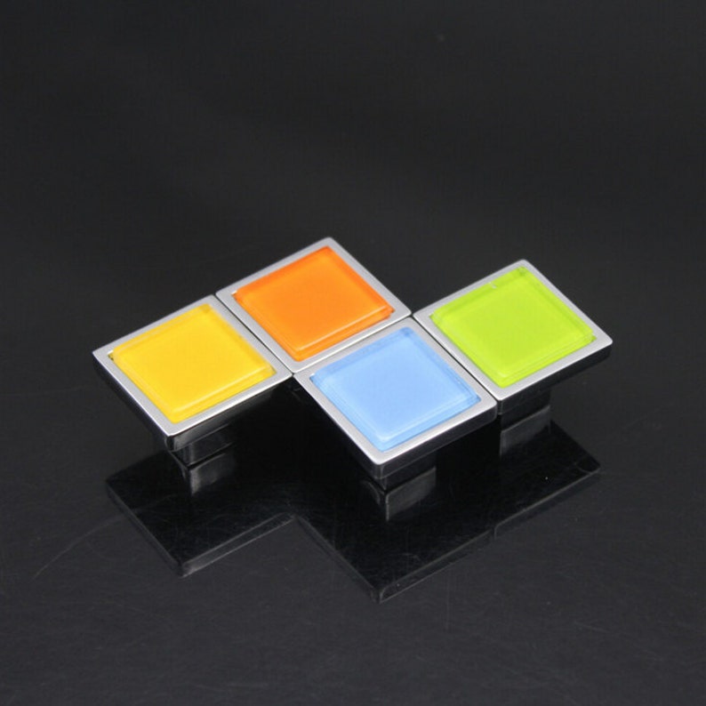 Glass Knobs Dresser Drawer Knobs Pulls Handles Square Colorful Etsy