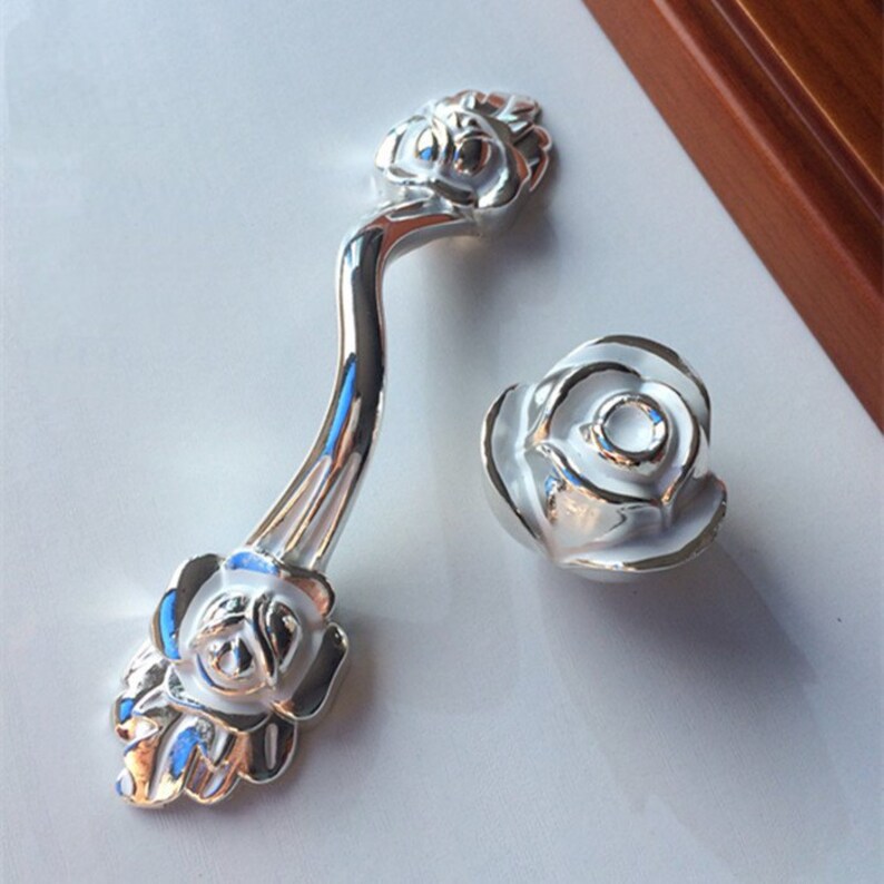 Rose Flower Dresser Knobs Pulls Drawer Knobs Pulls Handles Etsy
