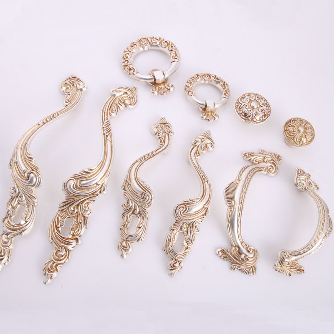 Shabby Chic Vintage Door Handles Pulls Antique Silver Dresser