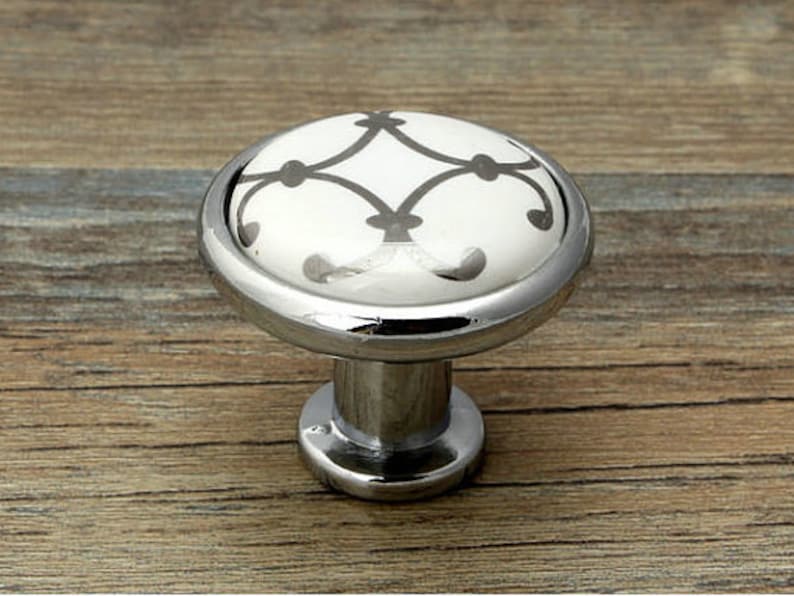 Commode boutons tiroir bouton tire poignées blanc argent Etsy France