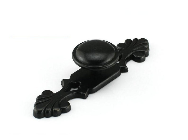 Dresser Knobs Handles Drawer Knobs Pulls Handles Back Plate Black Cabinet Knobs Door Knob Pull Vintage Furniture Handle Knob Hardware Rustic image 2