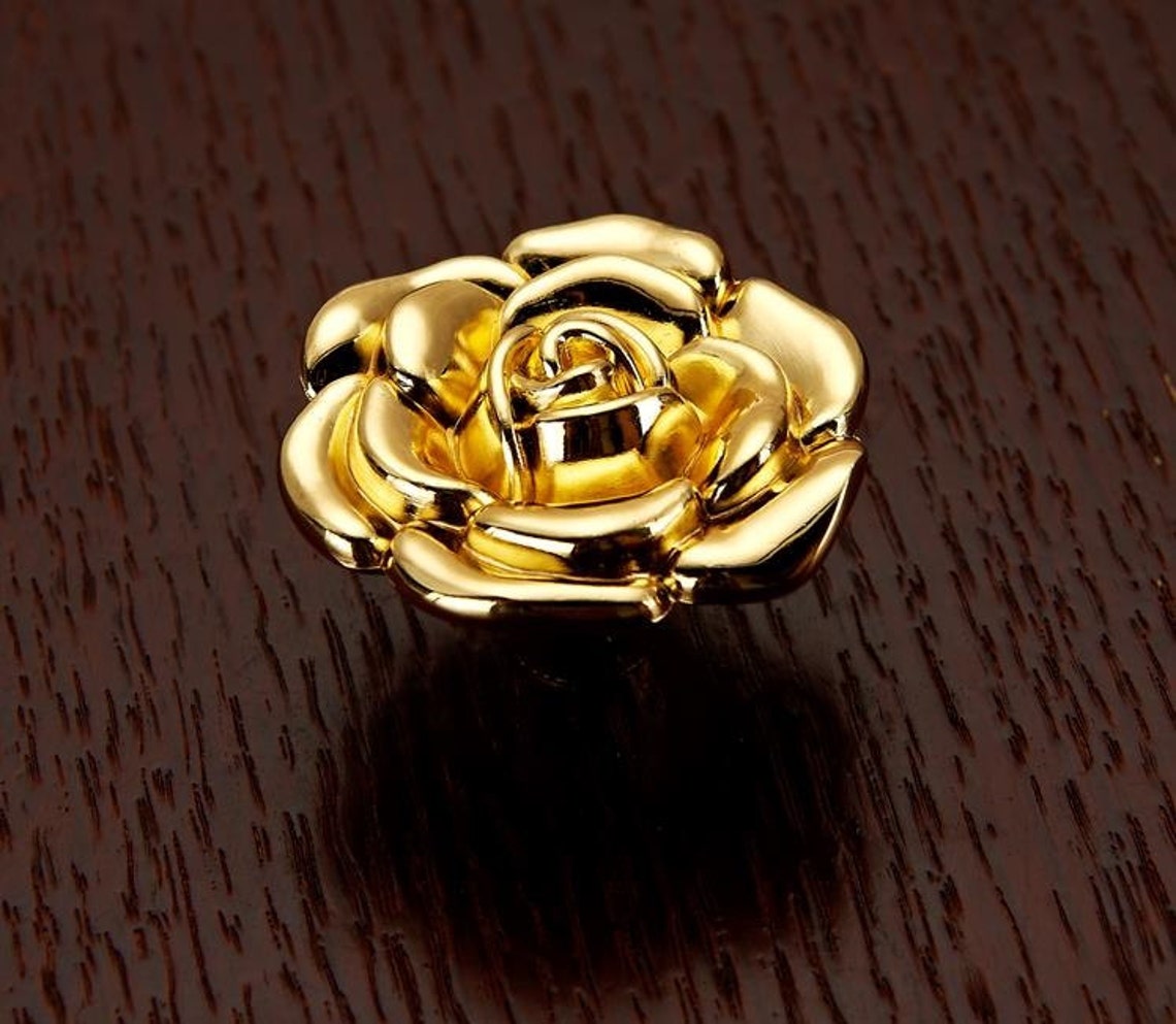 Drawer Knobs Pulls Dresser Knobs Pull Handles Gold Rose Flower Etsy