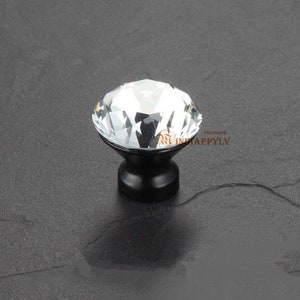 Glass Knobs Handles Dresser Knobs Pulls Crystal Drawer Knobs Pull Handles Cabinet Door Knobs Handle Pull Back Plate Bling Black Silver Clear image 9