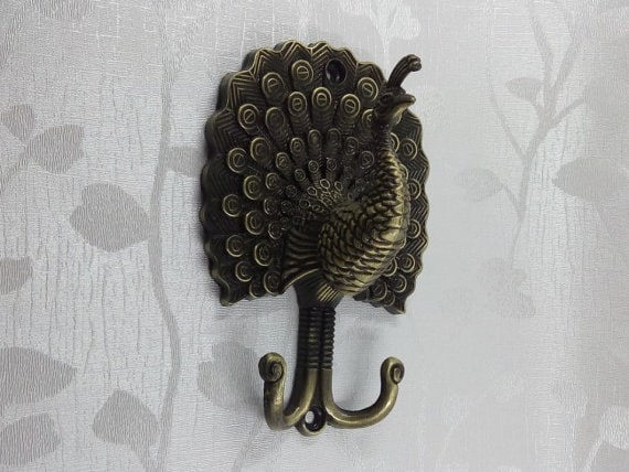 Peacock Decorative Wall Hook / Vintage Look Metal Wall Hooks / Antique  Bronze Curtain Tie Backs Hardware Hat Coat Rack Hangers Home Decor 