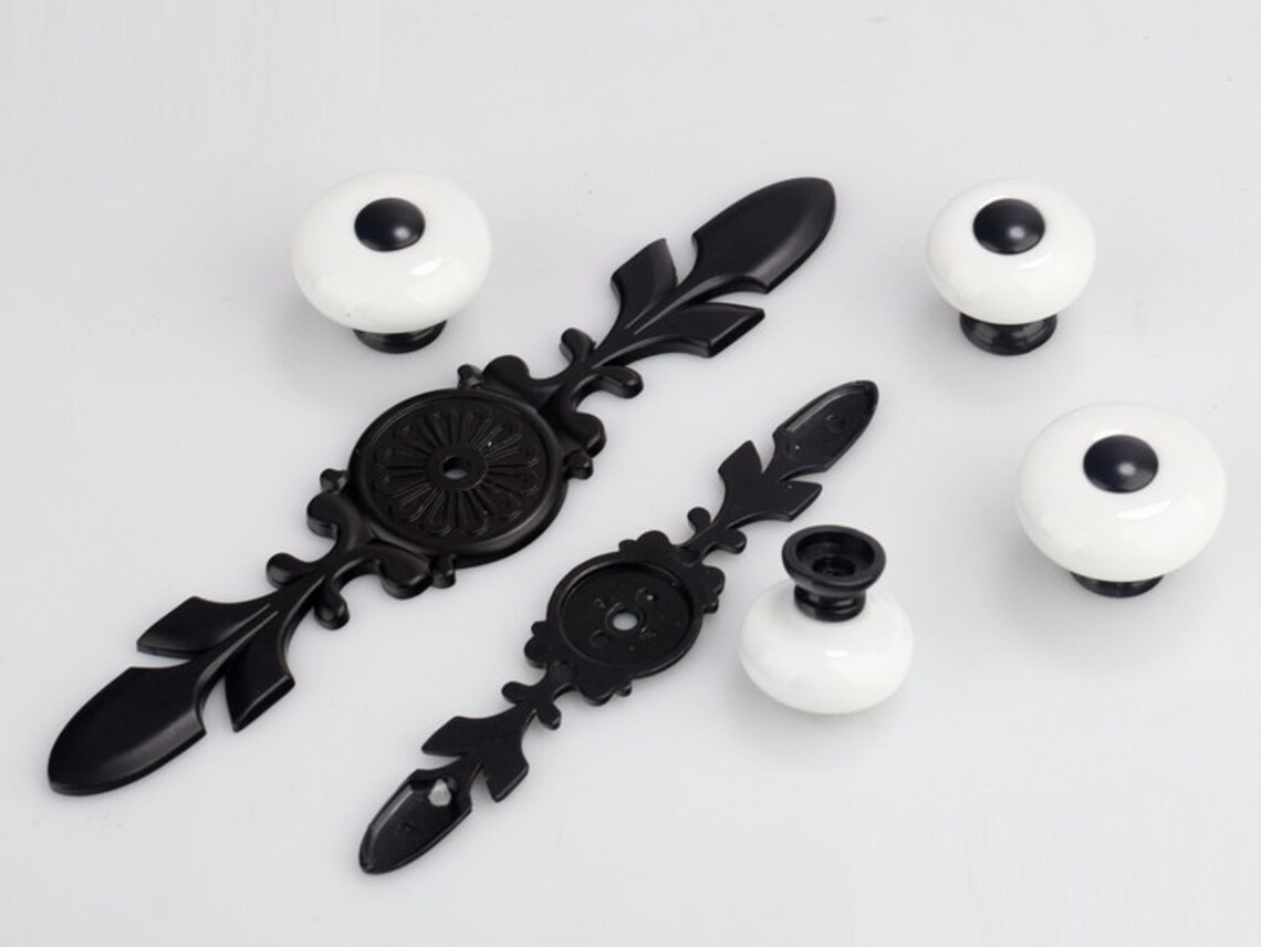 Dresser Knobs Handles Drawer Knobs Pulls Handles Black White Etsy