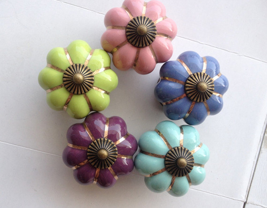 Colorful Knobs Kitchen Knobs Dresser Knob Drawer Pulls Etsy