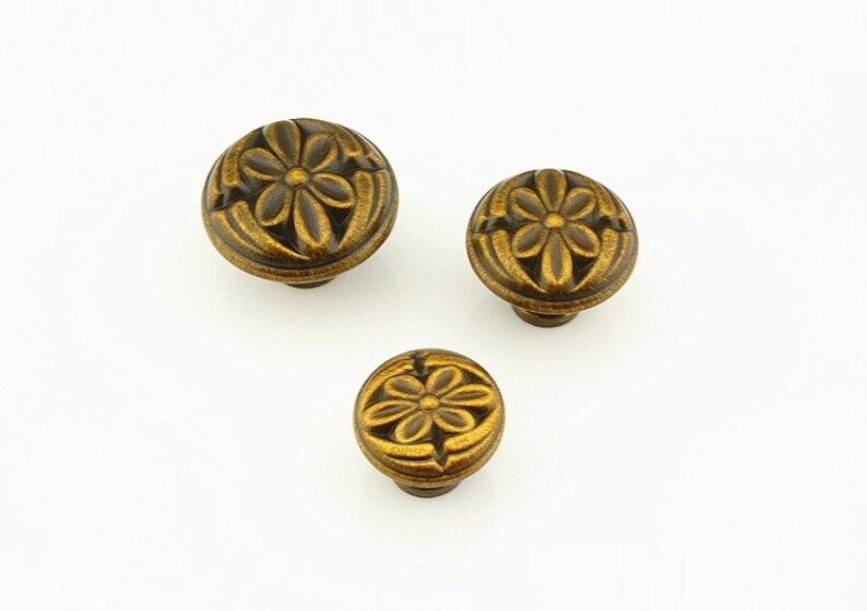 Dresser Knobs Drawer Knobs Pulls Handles Antique Brass Flower Rustic Kitchen Cabinet Knobs Pulls Handles Decorative Knob Furniture Hardware