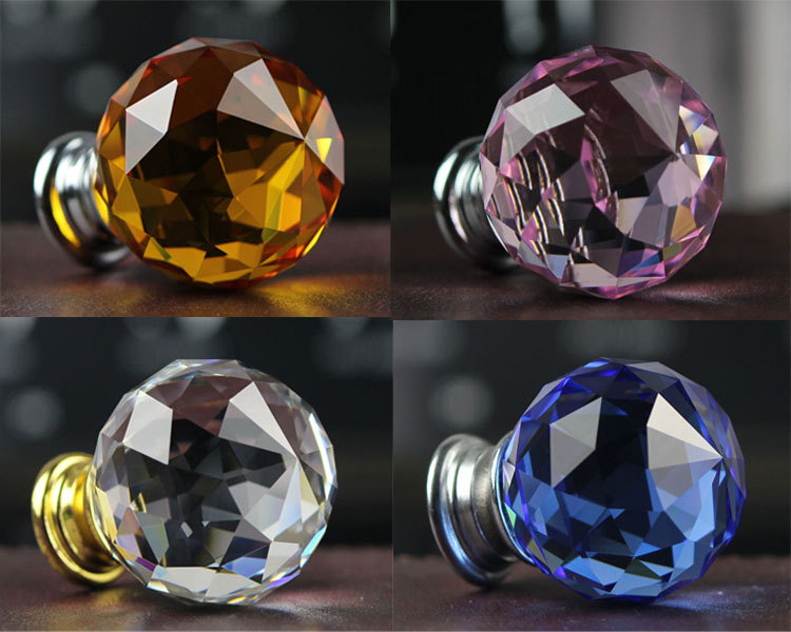 Amber Glass Knobs Crystal Dresser Knob Handles Drawer Knobs Etsy