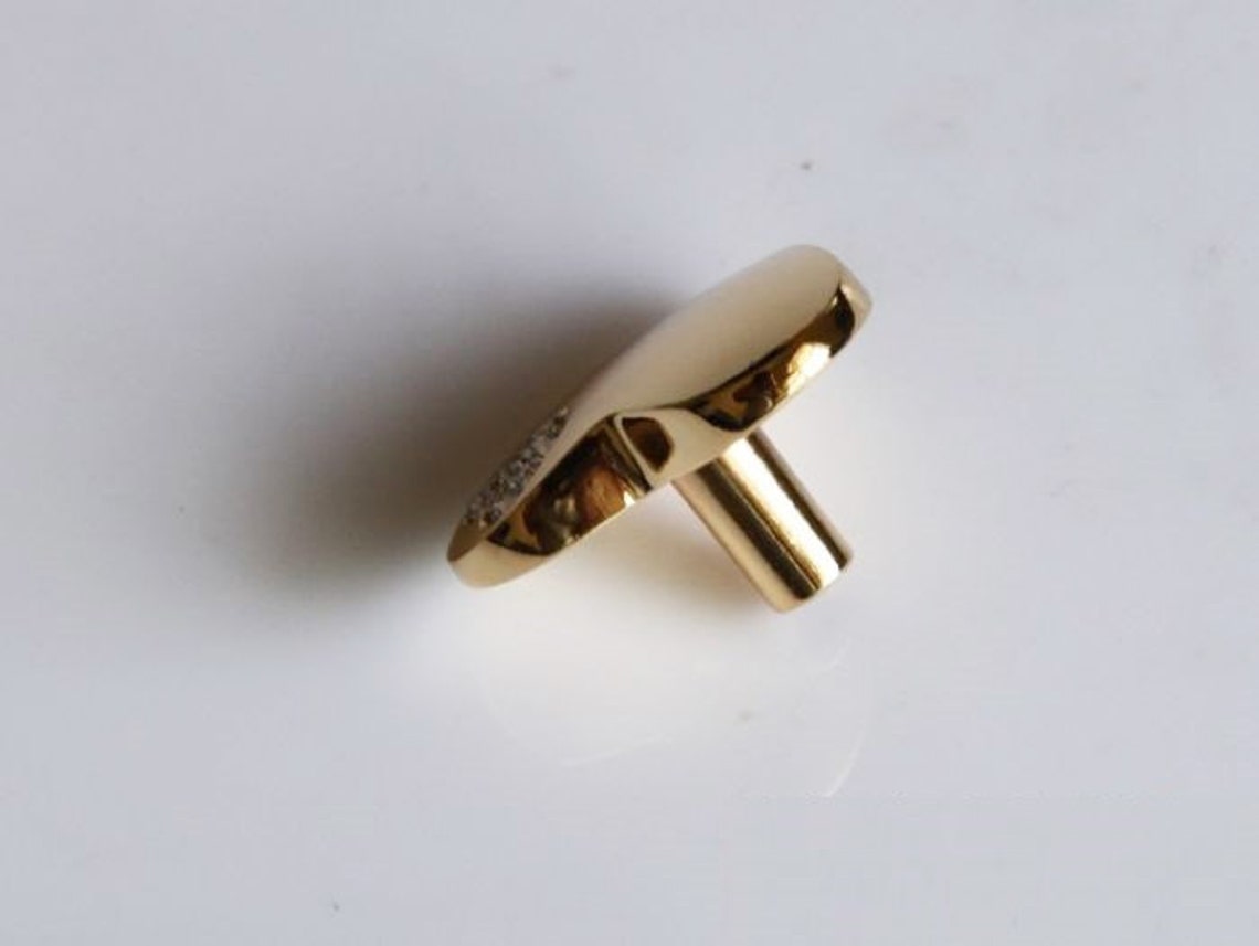 Gold Knobs Drawer Knobs Love Heart Clear Crystal Knob Etsy