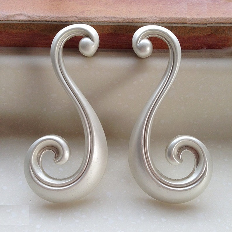 Pair OF Unique Handles Pulls Symmetry Pulls Silver Etsy