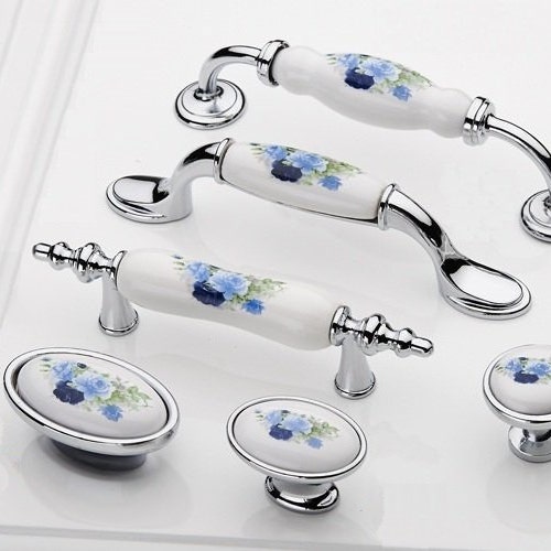 Ceramic Kitchen Cabinet Knobs Pulls Handles White Silver Blue Ceramic Kitchen Cabinet Knobs Pulls, Porcelain Cabinet Knobs And Pulls
