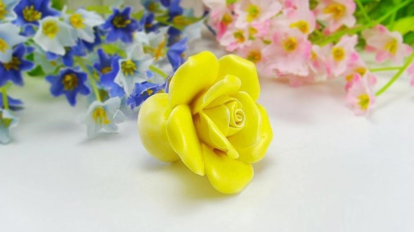 Yellow Knobs Rose Flower Knobs Handles Pulls Dresser Knobs Etsy