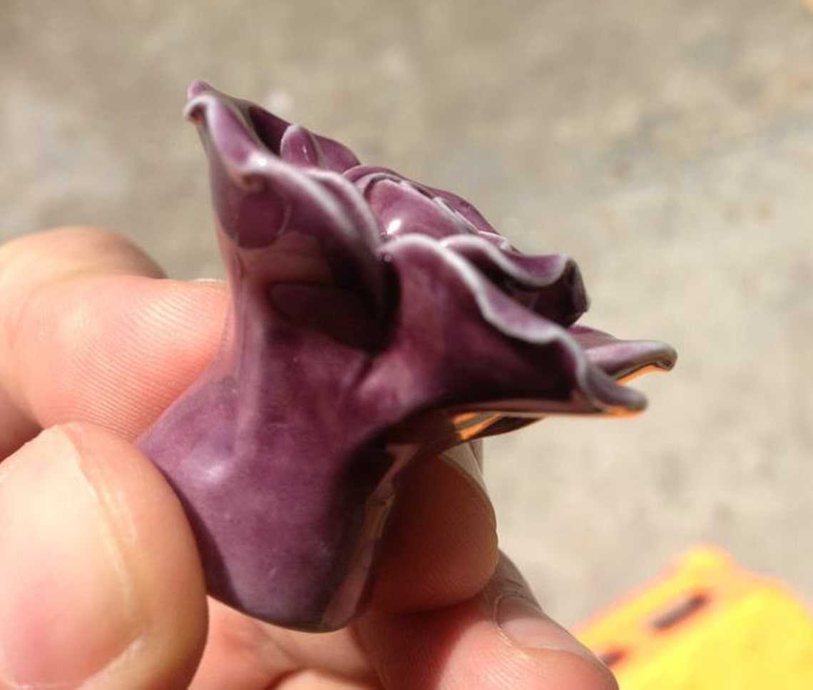 Purple Knobs Rose Flower / Chic Dresser Knobs / Ceramic Drawer Etsy