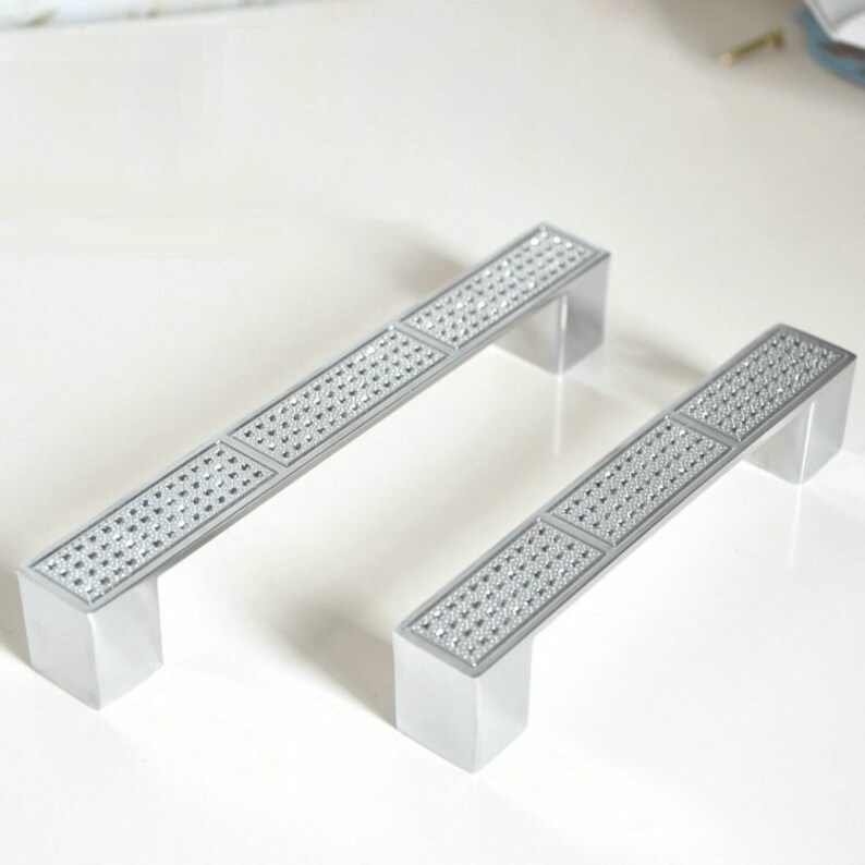 Silver Glass Dresser Pulls Handles Drawer Pull Handles / Etsy