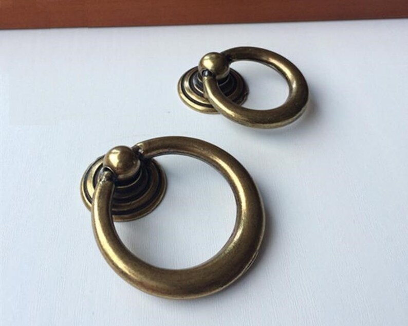 Antique Bronze Dresser Pulls Drawer Pull Handle Knob Drop Ring Etsy