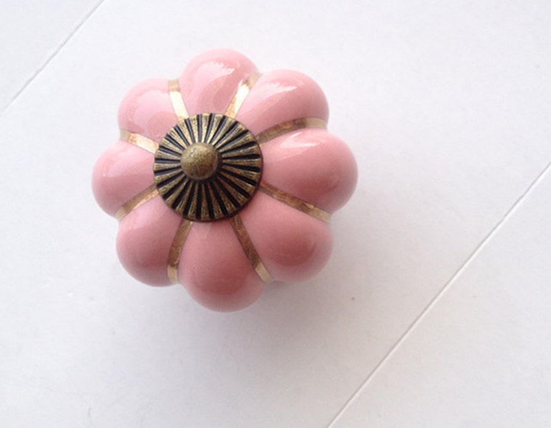 Pink Knobs Pumpkin Knobs Kitchen Dresser Knob Drawer Etsy