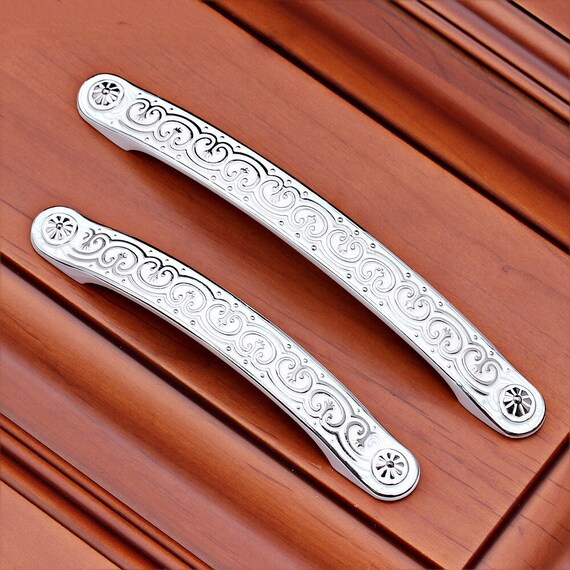 White Silver Dresser Handles Knobs Drawer Pulls Knobs Handles Etsy