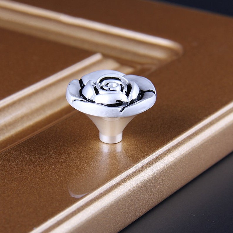 Rose Flower Knobs Drawer Knobs Pulls Handles Kitchen Etsy