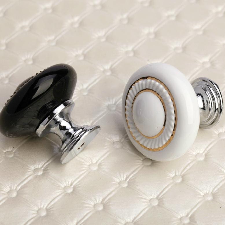 Tira de Dresser pomos cajones pomos manijas blanco negro plata Pomito  cerámica puerta perillas muebles Vintage Hardware lujo hermoso -  España