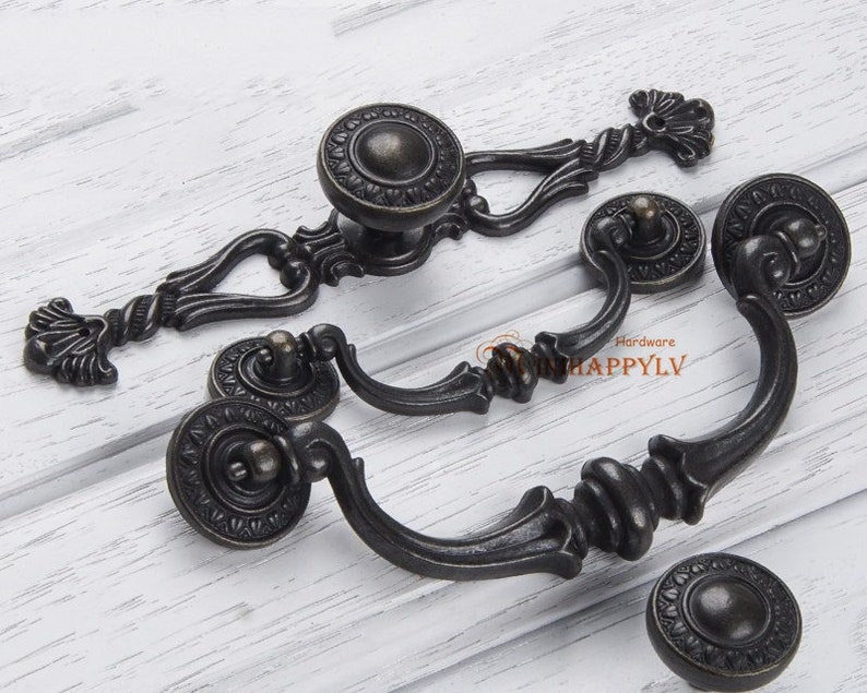 Dresser Knobs Pulls Bail Drop Pulls Drawer Knobs Pull Handles Antique Black Kitchen Cabinet Pulls Handles Knobs Rustic Vintage Knobs92 140mm