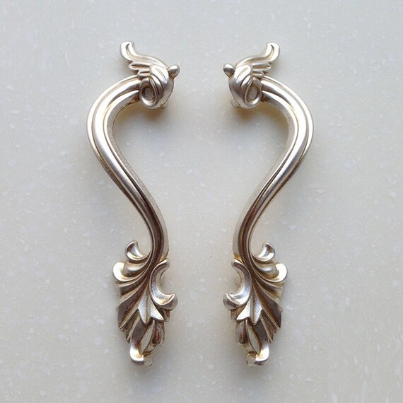 Vintage Door Handles Pulls Antique Silver Bilateral Etsy
